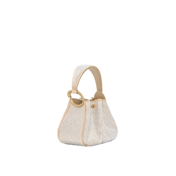 Nano Crystal Pavé O Handle Bag in Champagne