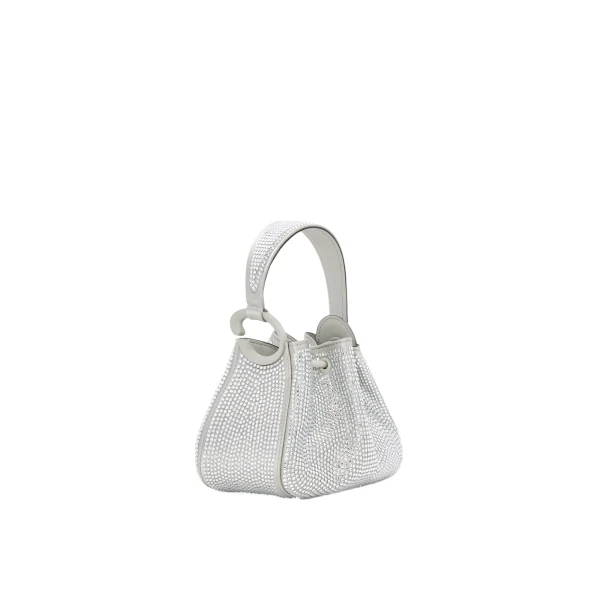 Nano Crystal Pavé O Handle Bag in Silver