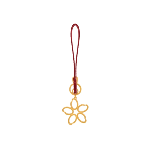 Oscar de la Renta O Flower Wristlet Key Chain in Cherry