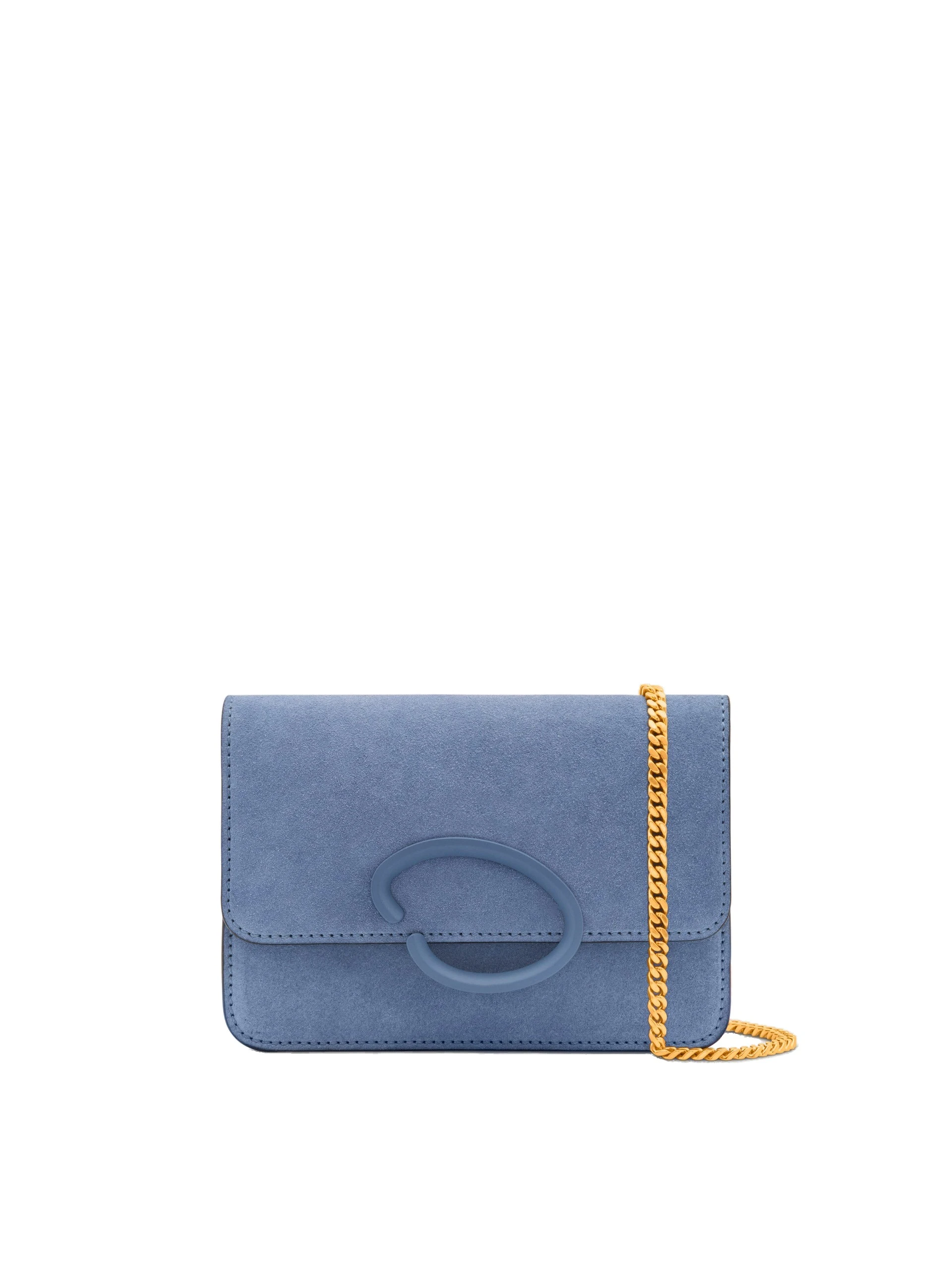 Oscar de la Renta O Pochette in Denim Blue Suede Oscar de la Renta O Pochette in Denim Blue Suede