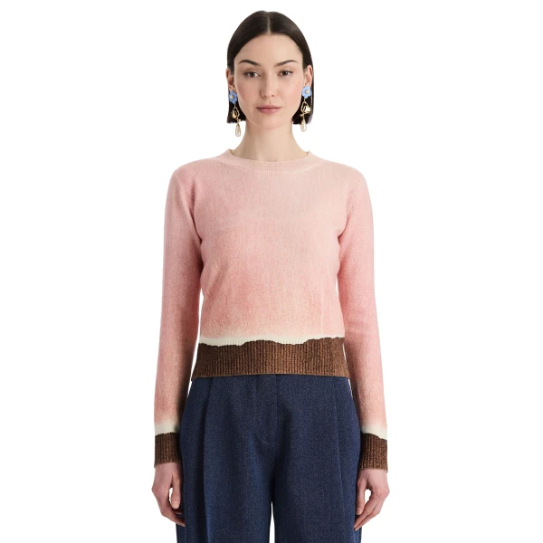 Oscar de la Renta Ombré Crewneck Pullover