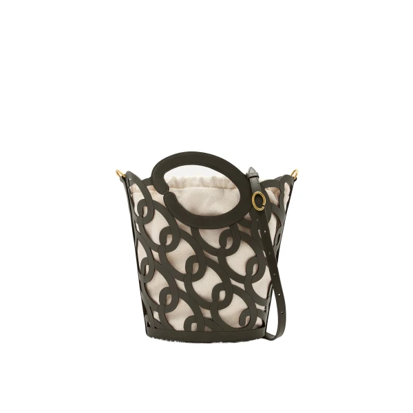 Oscar Chain-Link Leather Tote in Birch Green
