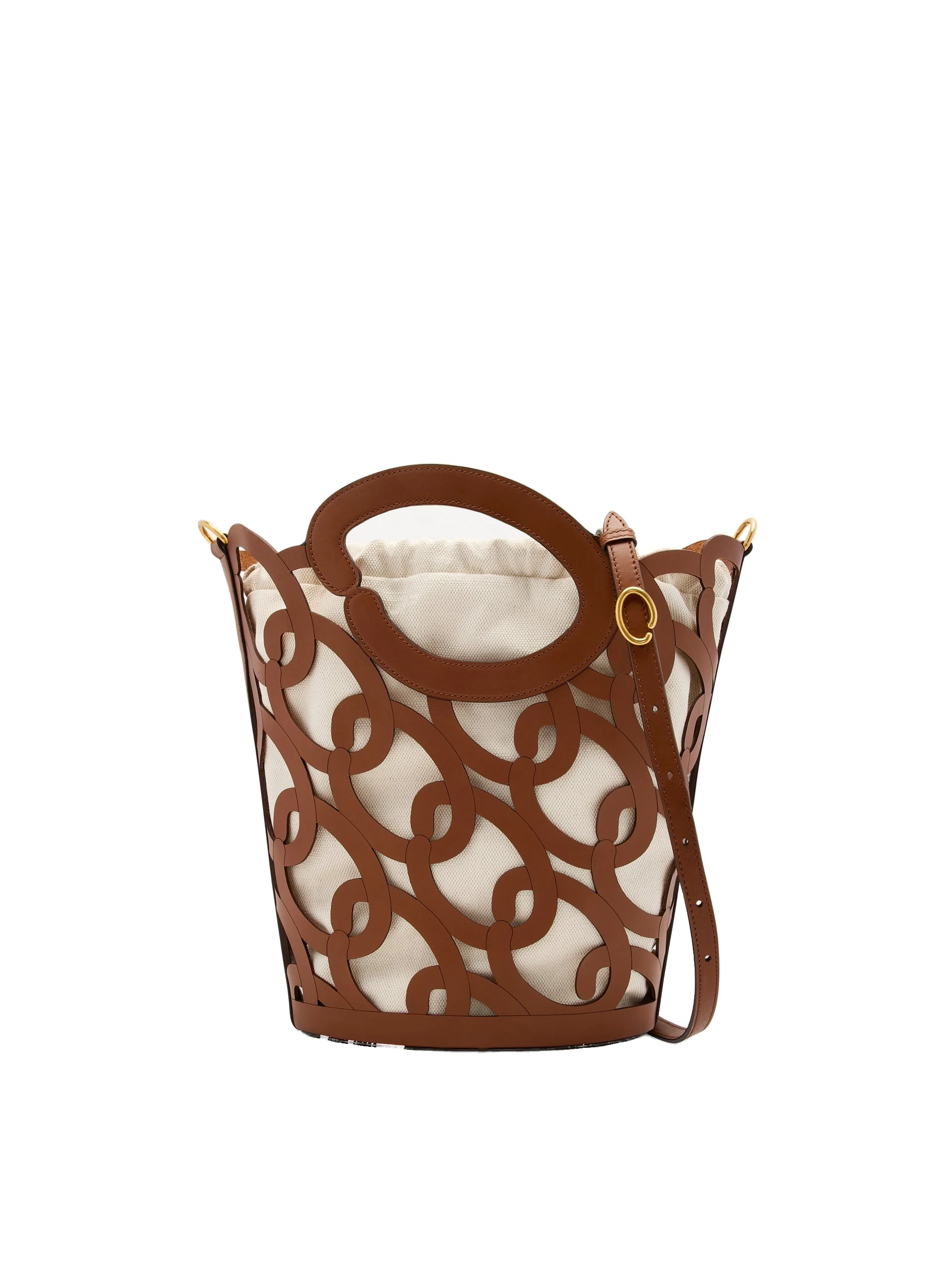 Oscar de la Renta Oscar Chain-Link Leather Tote in Cognac Oscar de la Renta Oscar Chain-Link Leather Tote in Cognac