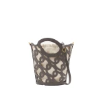 Oscar de la Renta Oscar Chain-Link Leather Tote in Grey