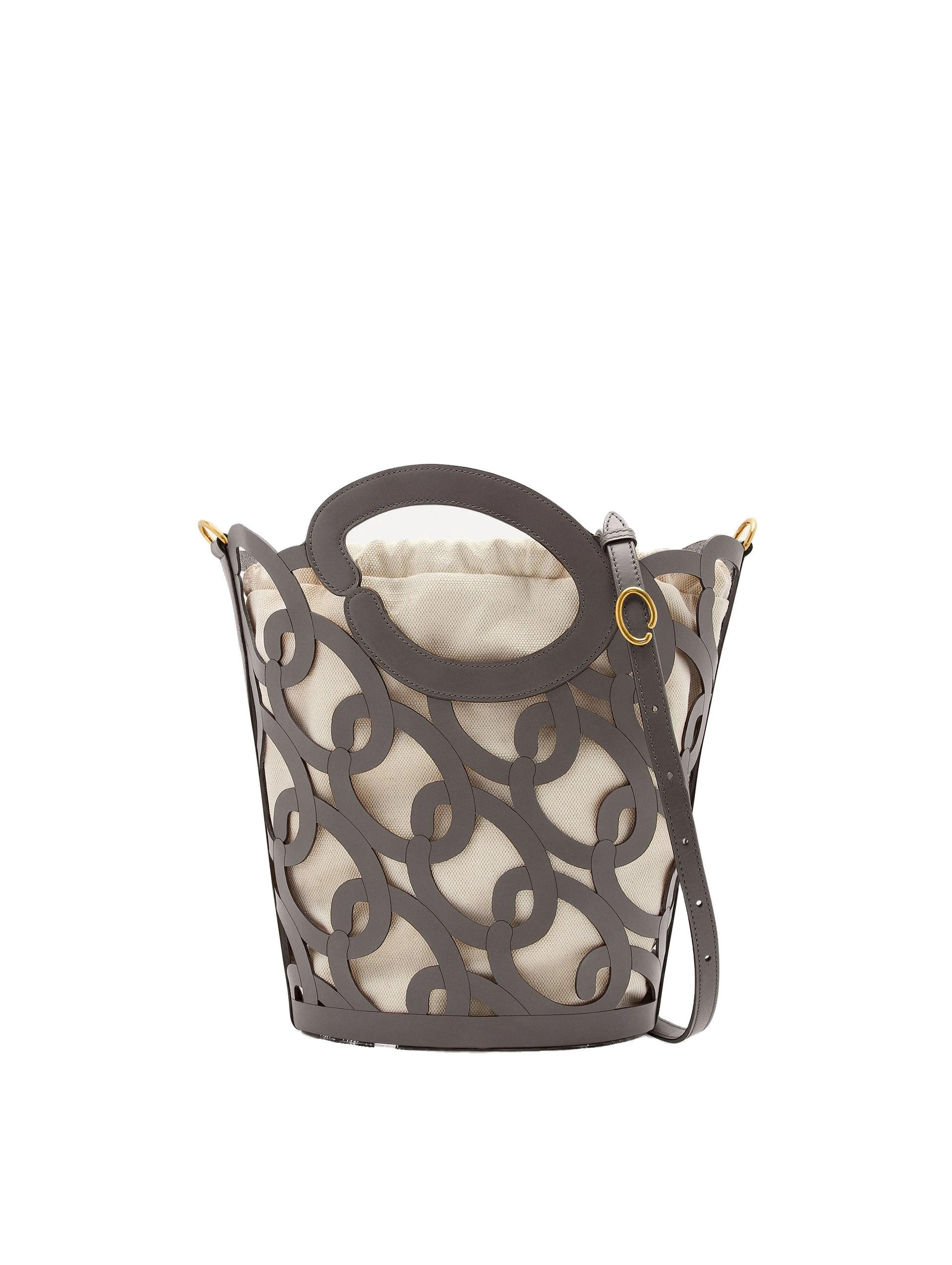 Oscar de la Renta Oscar Chain-Link Leather Tote in Grey Oscar de la Renta Oscar Chain-Link Leather Tote in Grey