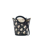 Oscar de la Renta Oscar Chain-Link Leather Tote in Navy