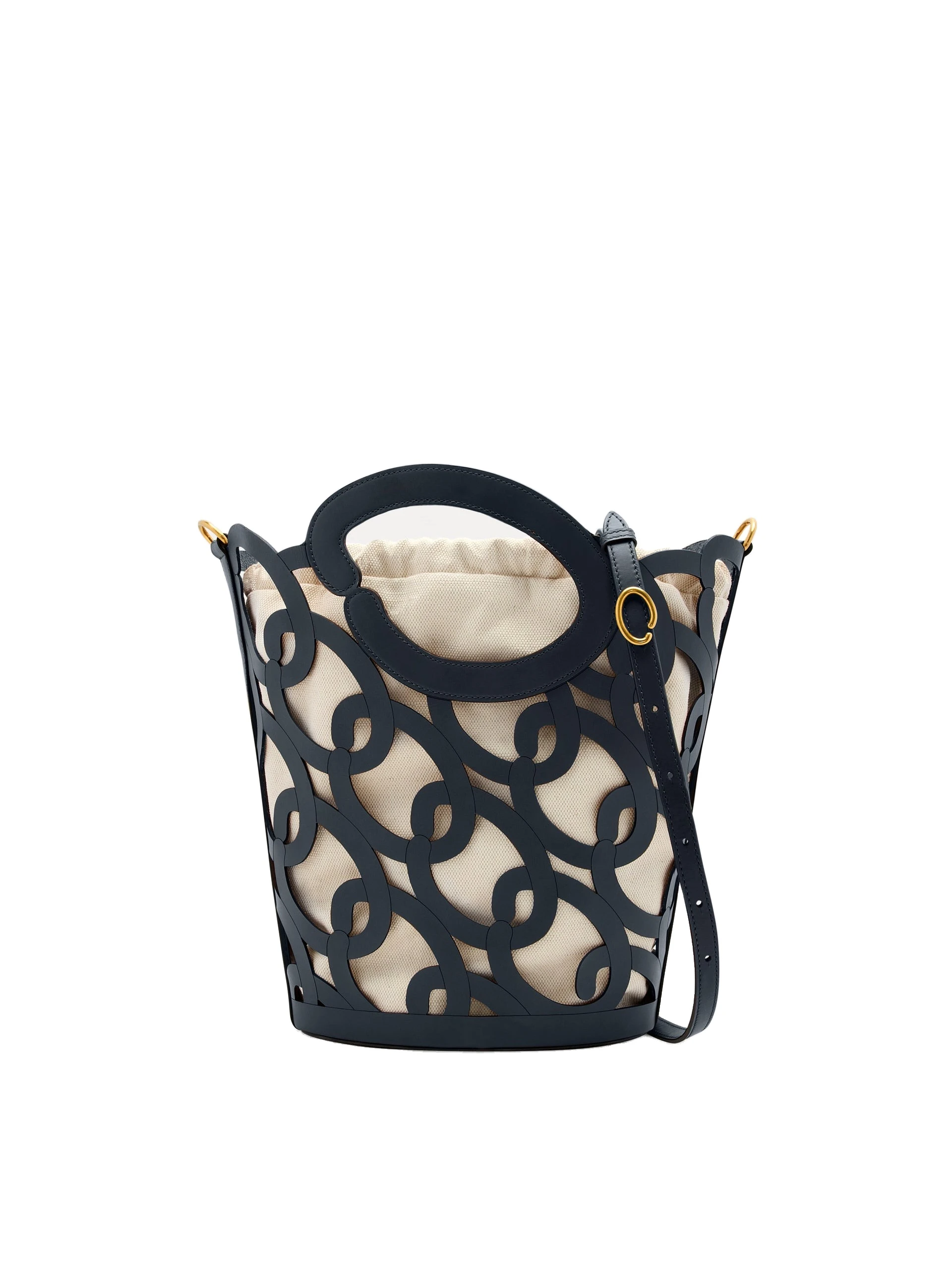 Oscar de la Renta Oscar Chain-Link Leather Tote in Navy Oscar de la Renta Oscar Chain-Link Leather Tote in Navy