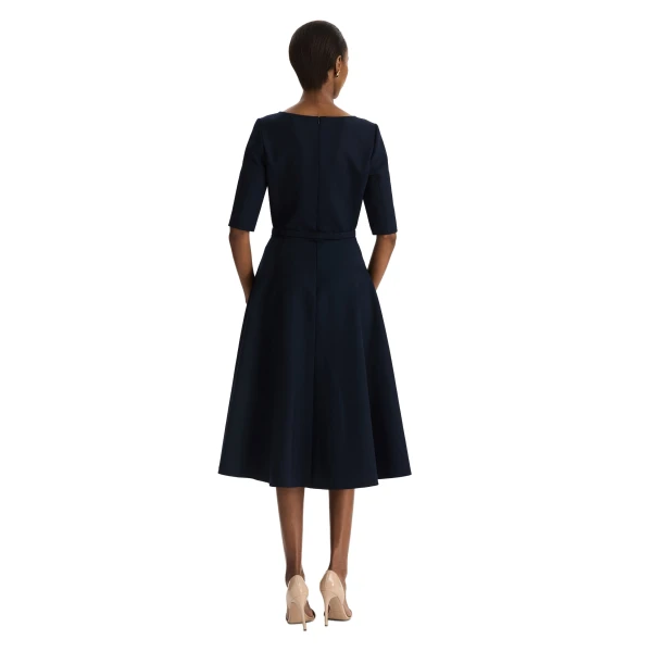 Oscar de la Renta Pineapple Belt Wool Dress