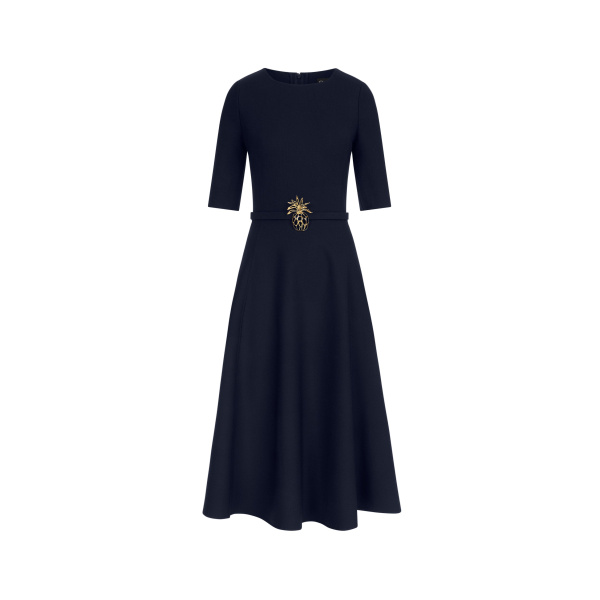 Oscar de la Renta Pineapple Belt Wool Dress | Dresses | Luxury Shoes 