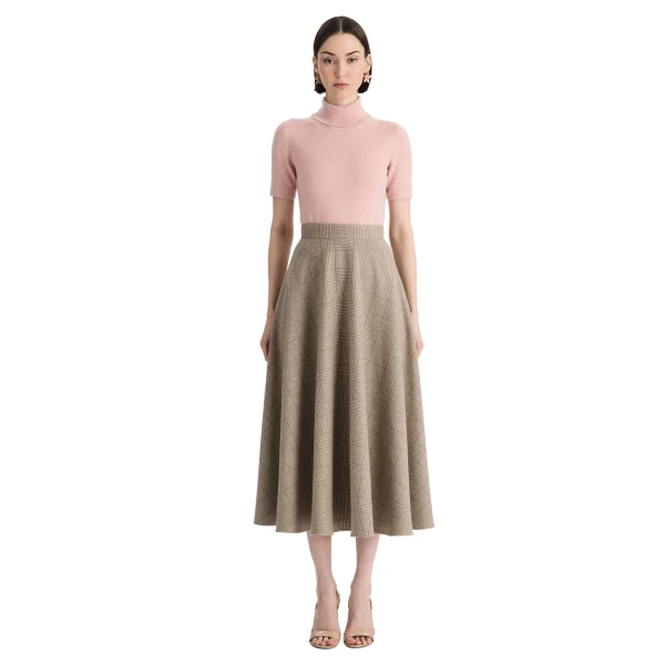 Oscar de la Renta Plaid Cashmere-Blend Skirt