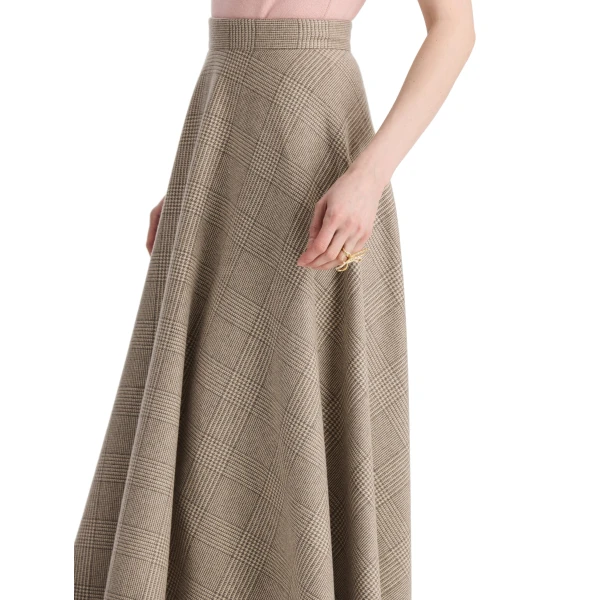 Oscar de la Renta Plaid Cashmere-Blend Skirt