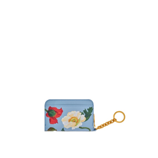 Oscar de la Renta Poppy-Printed Zip Card Case