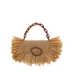 Oscar de la Renta Raffia Fringe O Pochette