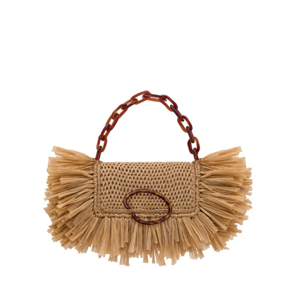 Oscar de la Renta Raffia Fringe O Pochette
