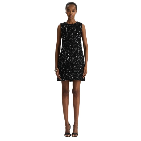 Oscar de la Renta Sequin Ribbon Tweed Dress