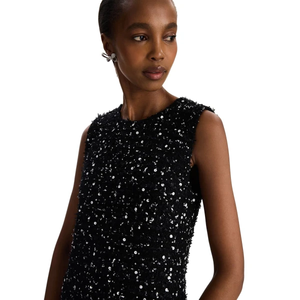 Oscar de la Renta Sequin Ribbon Tweed Dress