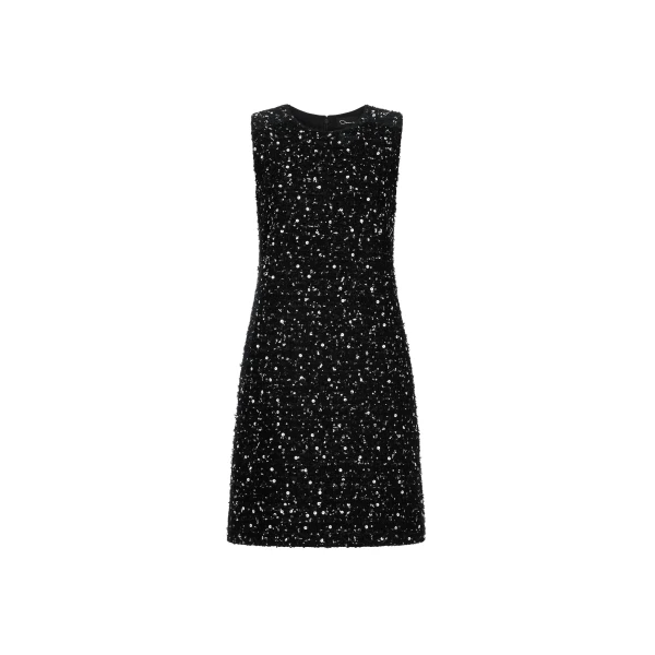 Sequin Ribbon Tweed Dress