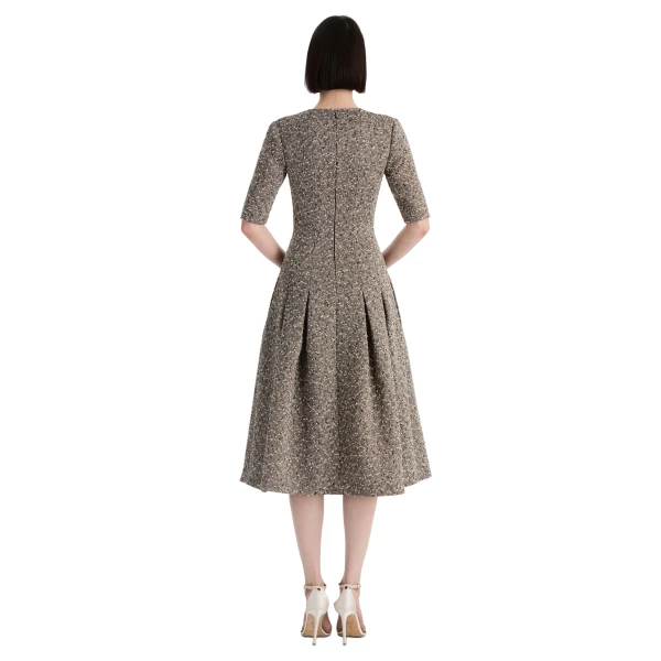 Oscar de la Renta Slub Wool Tweed Gauze Dress
