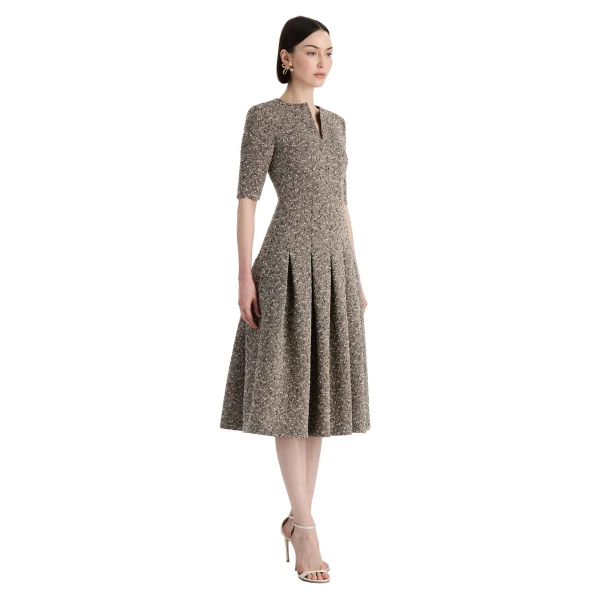 Oscar de la Renta Slub Wool Tweed Gauze Dress