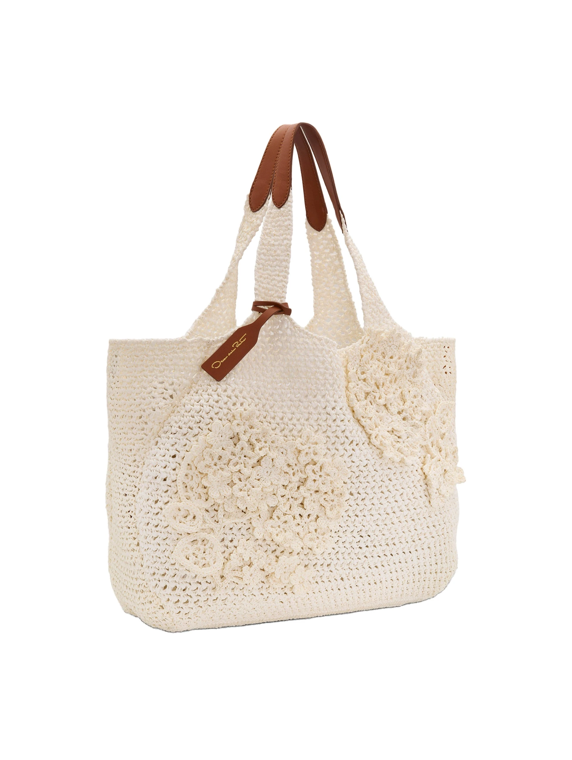 Oscar de la Renta The Topaz in Ivory Crochet Raffia Oscar de la Renta The Topaz in Ivory Crochet Raffia