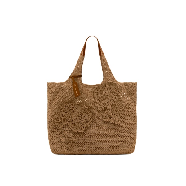 Oscar de la Renta The Topaz in Natural Crochet Raffia