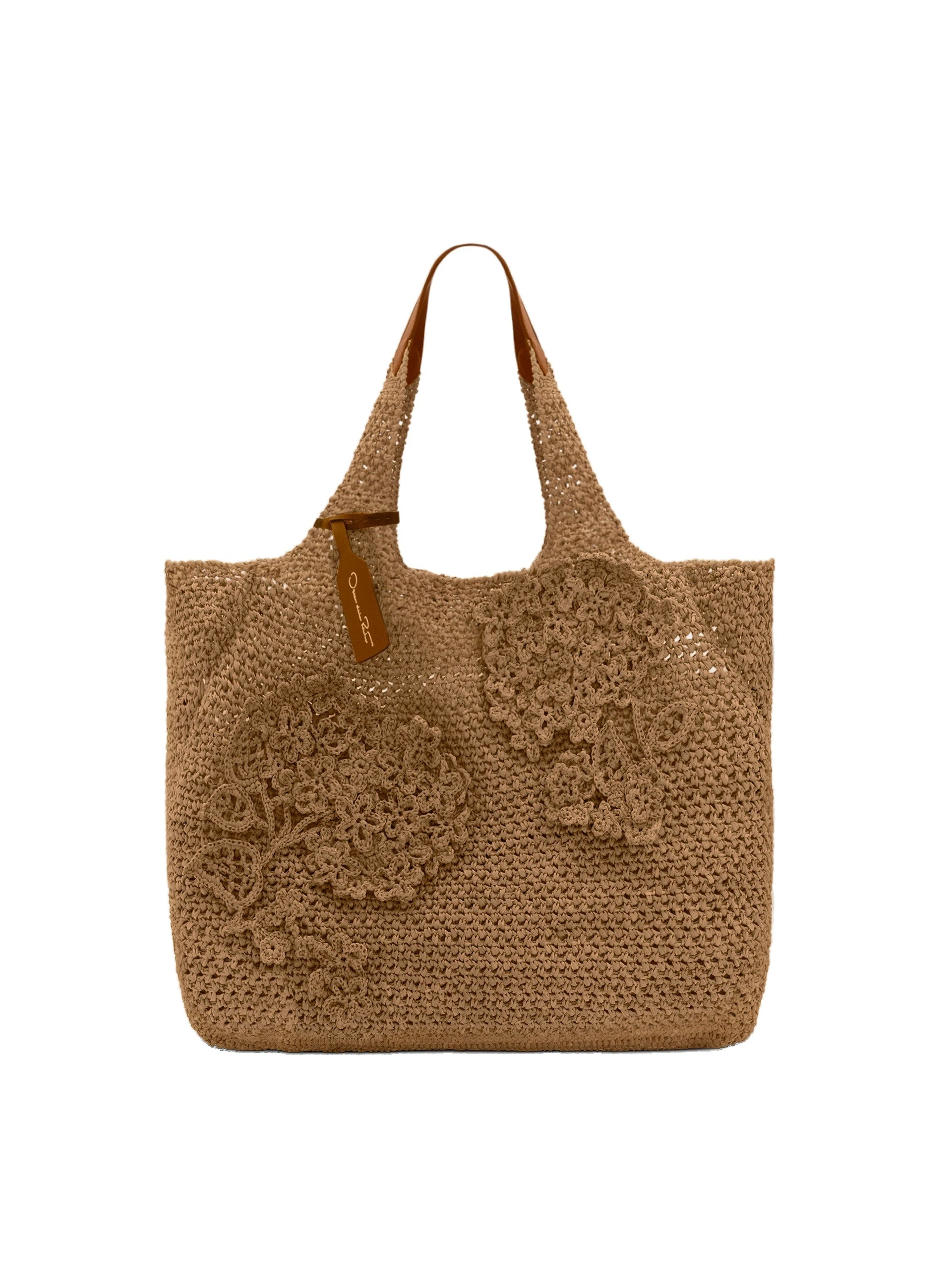 Oscar de la Renta The Topaz in Natural Crochet Raffia Oscar de la Renta The Topaz in Natural Crochet Raffia