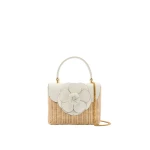 Oscar de la Renta Wicker Mini TRO Bag in White Wicker