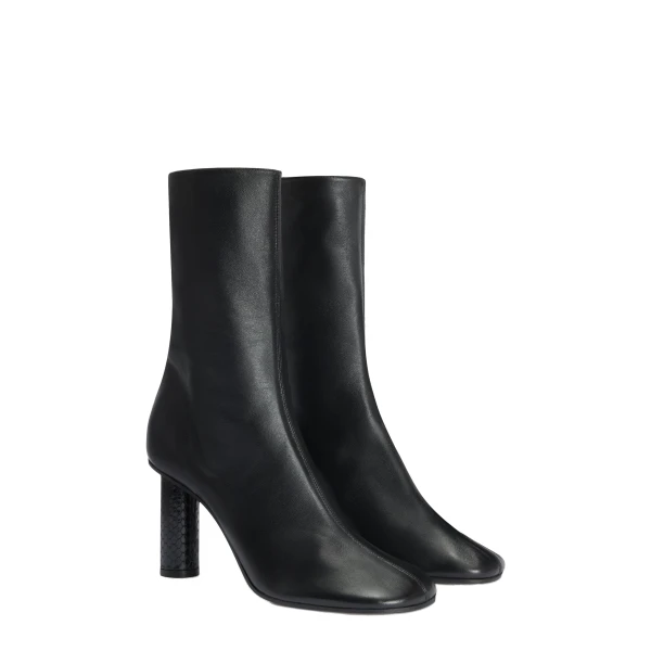 Alice 85 Ankle Boots in Black Nappa and Python-Print Leather - Image 2