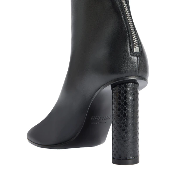 Alice 85 Ankle Boots in Black Nappa and Python-Print Leather - Image 4