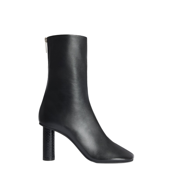Paris Texas Alice 85 Ankle Boots in Black Nappa and Python-Print Leather