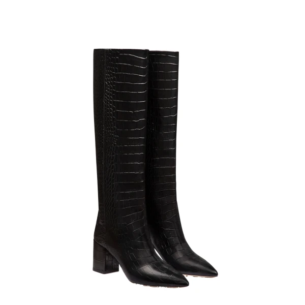 Anja 70 Boots in Carbone Croc-Embossed Leather - Image 2