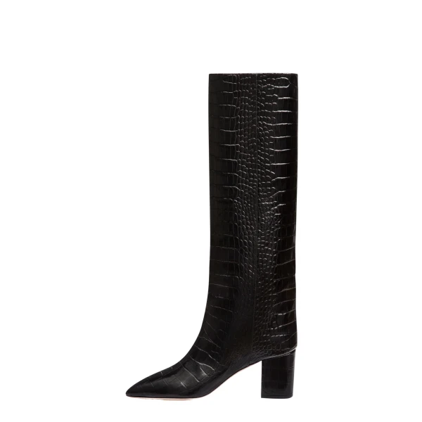 Anja 70 Boots in Carbone Croc-Embossed Leather - Image 3