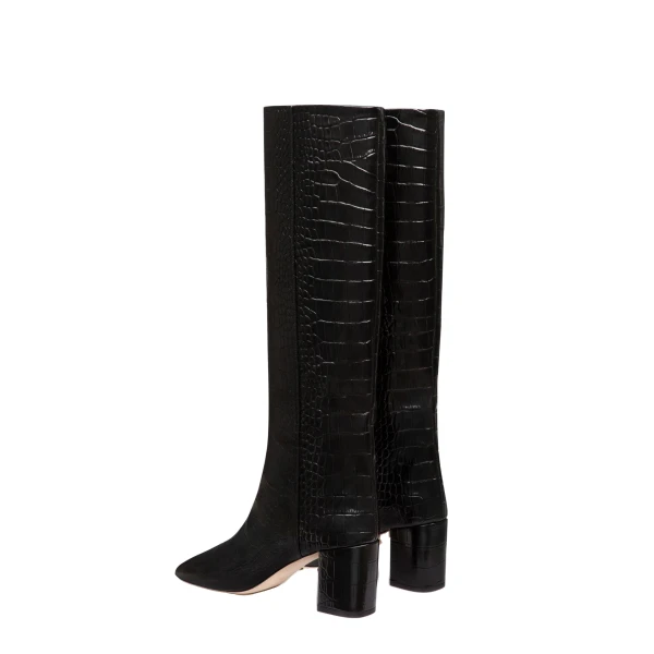 Anja 70 Boots in Carbone Croc-Embossed Leather - Image 4