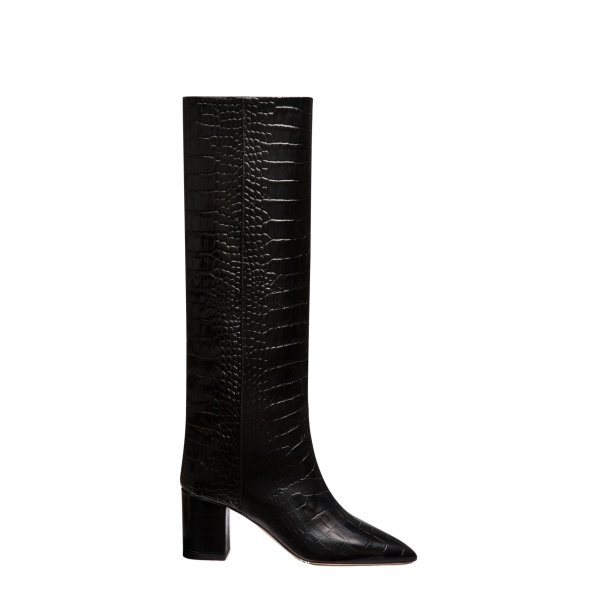 Paris Texas Anja 70 Boots in Carbone Croc-Embossed Leather