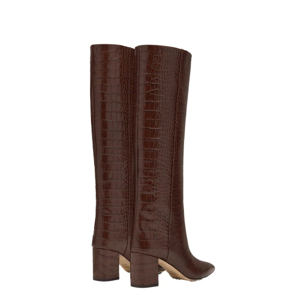 Anja 70 Boots in Cioccolato Croc-Embossed Leather - Image 3