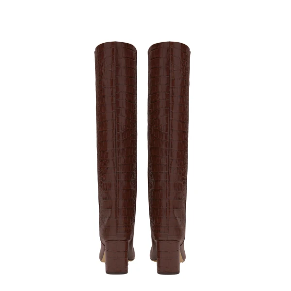 Anja 70 Boots in Cioccolato Croc-Embossed Leather - Image 4