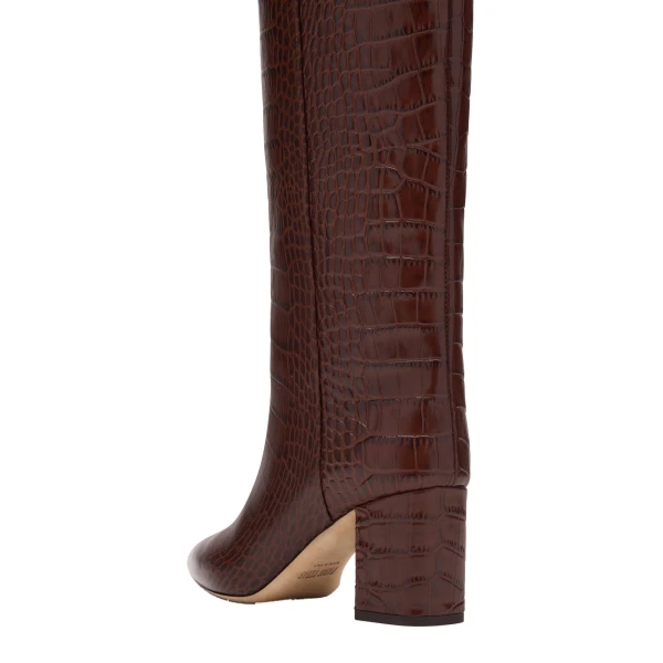 Anja 70 Boots in Cioccolato Croc-Embossed Leather - Image 5