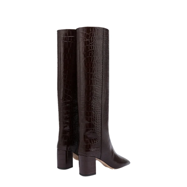 Anja 70 Boots in Ebano Croc-Embossed Leather - Image 3
