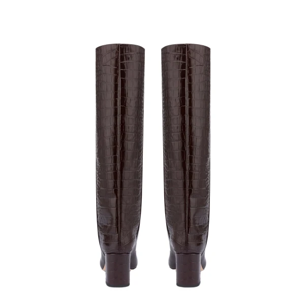 Anja 70 Boots in Ebano Croc-Embossed Leather - Image 4