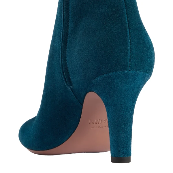 Belle 75 Ankle Boots in Deep Teal Suede - Image 4