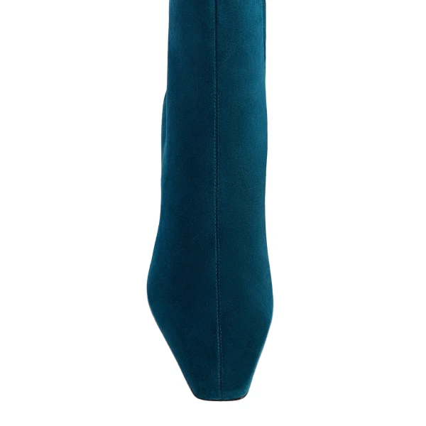 Belle 75 Ankle Boots in Deep Teal Suede - Image 5