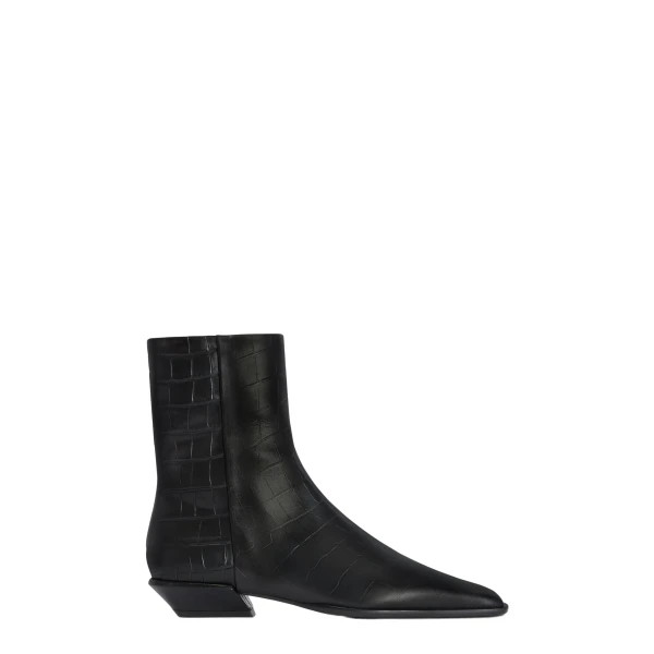 Paris Texas Bettina 25 Ankle Boots in Carbone Croc-Embossed Leather