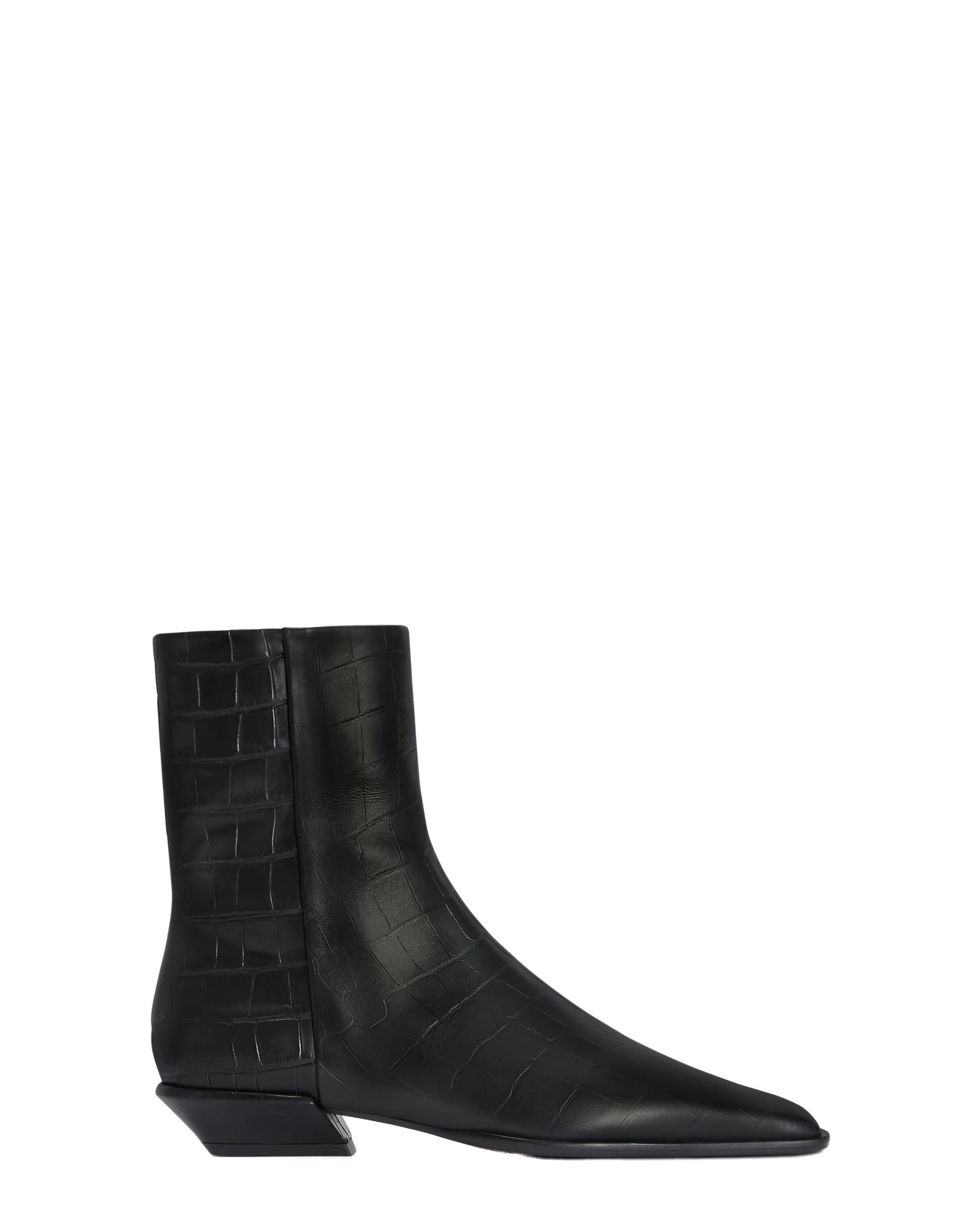 Paris Texas Bettina 25 Ankle Boots in Carbone | Luxury Shoes Paris Texas Bettina 25 Ankle Boots in Carbone Croc-Embossed Leather