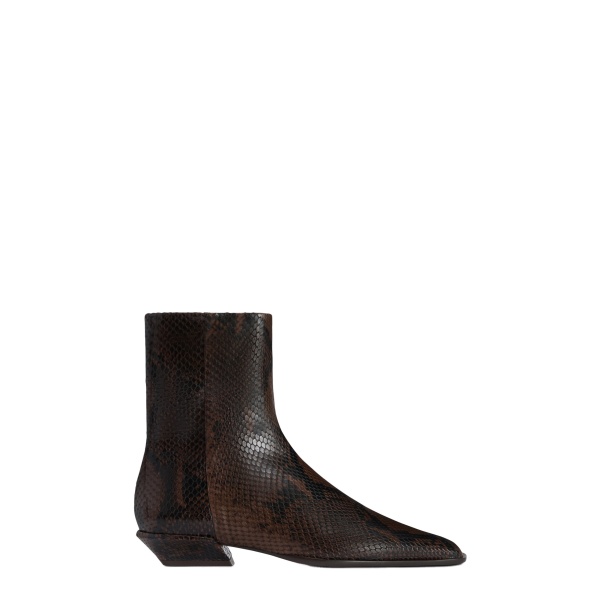 Paris Texas Bettina 25 Ankle Boots in Fondente Python-Print Leather