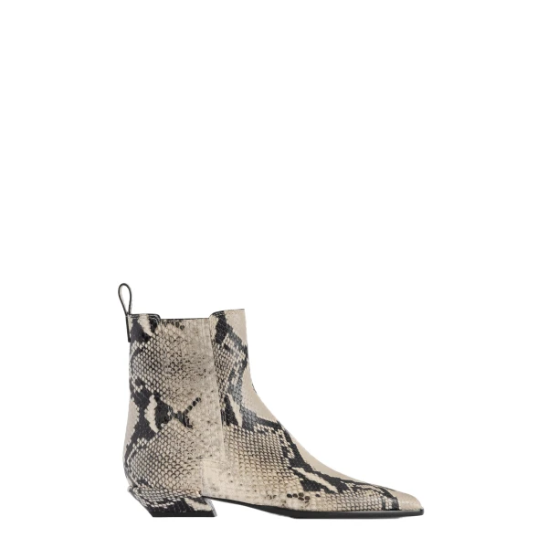 Paris Texas Bettina 25 Ankle Boots in Natural Python-Print Leather