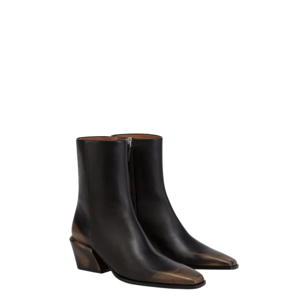 Bettina 50 Ankle Boots in Black Brushed Leather - Image 2