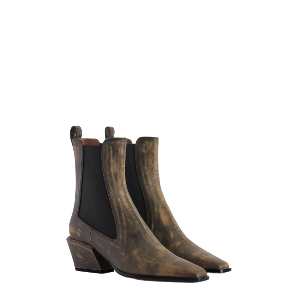 Bettina 50 Ankle Boots in Mud Vintage-Finish Leather - Image 2