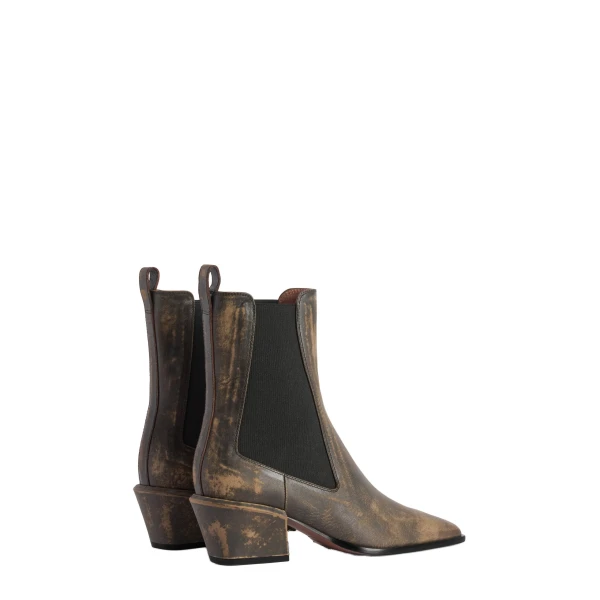 Bettina 50 Ankle Boots in Mud Vintage-Finish Leather - Image 3
