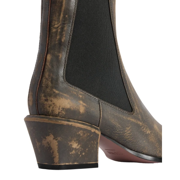 Bettina 50 Ankle Boots in Mud Vintage-Finish Leather - Image 4