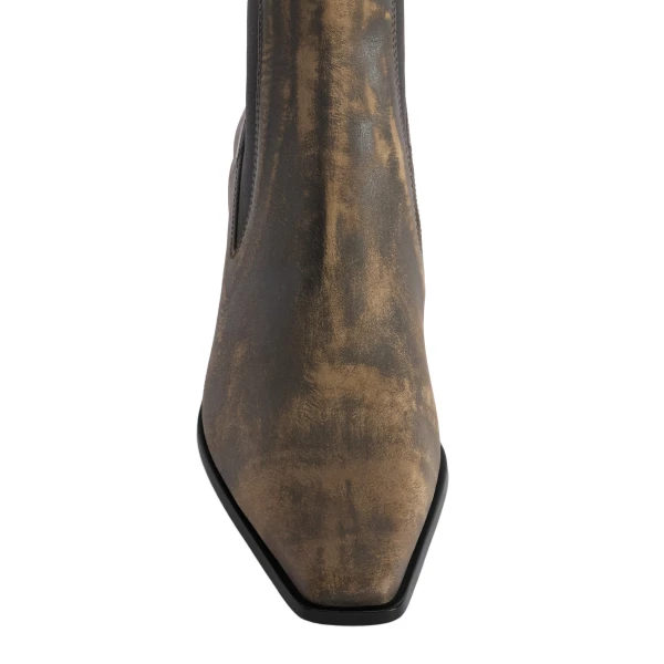 Bettina 50 Ankle Boots in Mud Vintage-Finish Leather - Image 5